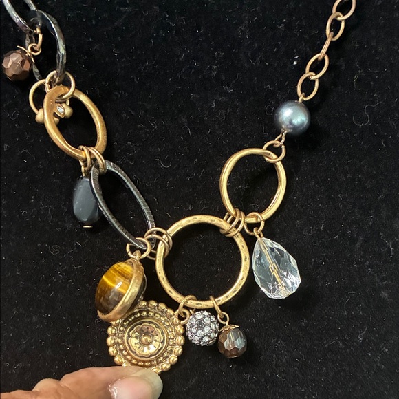 Chico's Gold and Black Necklace with Crystal Accents - Picture 4 of 5